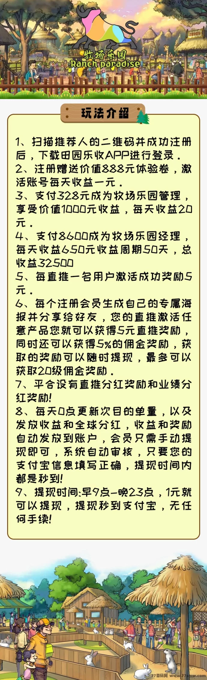 牧场乐园首码上线，简单易懂，每天随时提收溢！