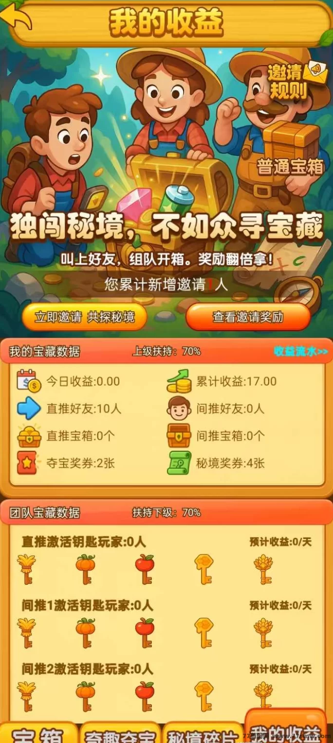 农场宝藏送礼包，秘境宝箱开启，轻松赚米无门槛！