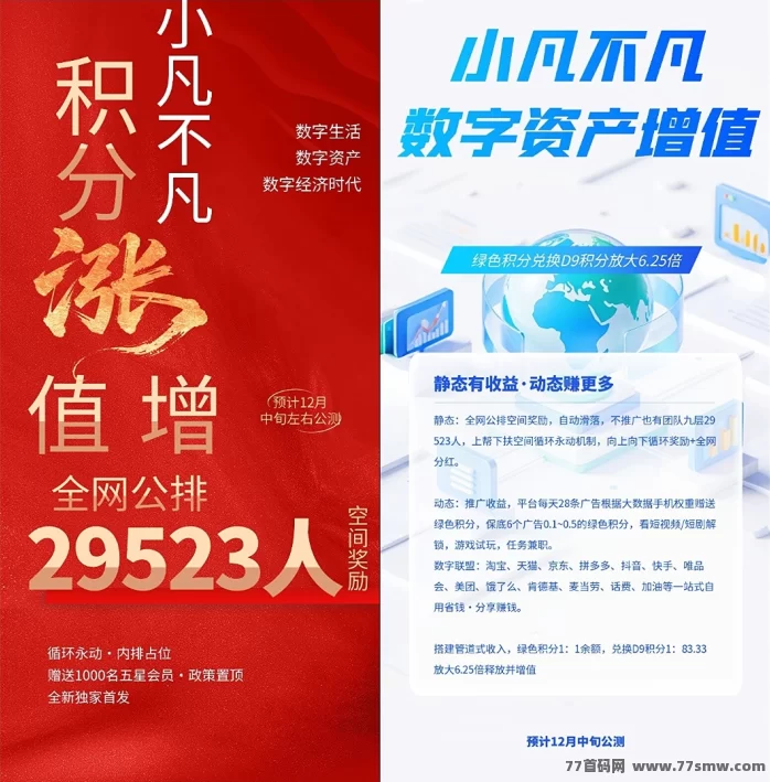 小凡不凡数字生活平台首测:滑落空间积分,看广告轻松日赚5-10+