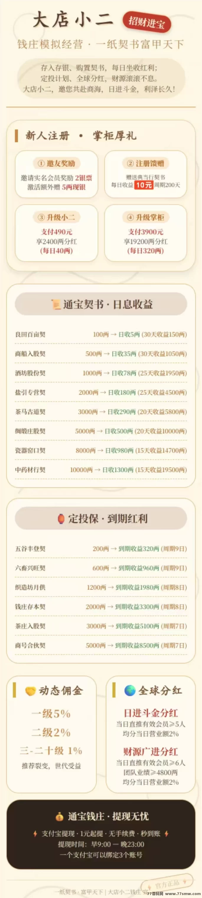 大店小二首码内测，上车送典当行，每天稳定10银票，奖励轻松赚！