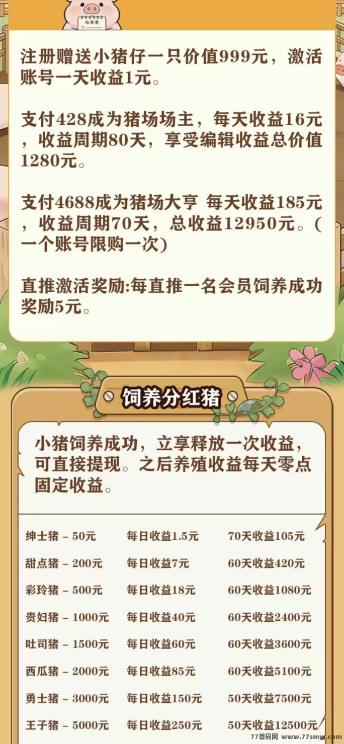 好运养猪场首码来袭，高扶持，立返福利拉满！